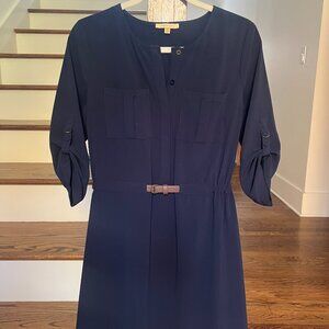 Skies Are Blue Navy Belted Shirtdress – Size Medium